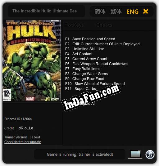 The Incredible Hulk: Ultimate Destruction: TRAINER AND CHEATS (V1.0.56)