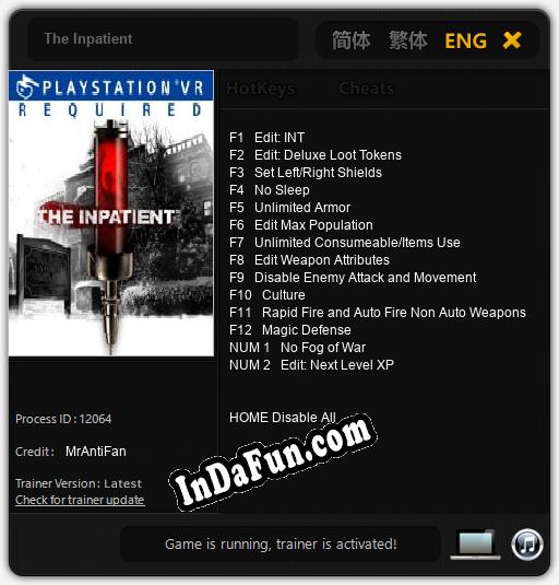 The Inpatient: Cheats, Trainer +14 [MrAntiFan]