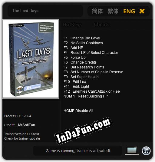 The Last Days: TRAINER AND CHEATS (V1.0.49)