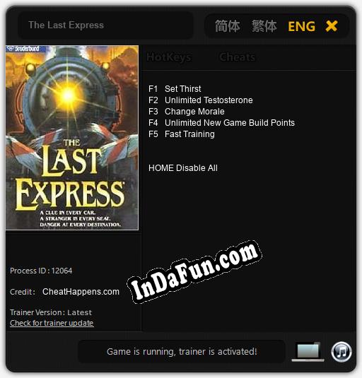 Trainer for The Last Express [v1.0.1]