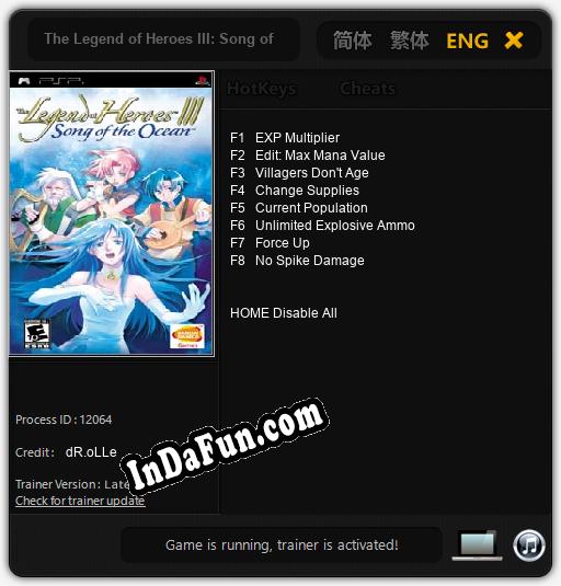 The Legend of Heroes III: Song of the Ocean: TRAINER AND CHEATS (V1.0.67)