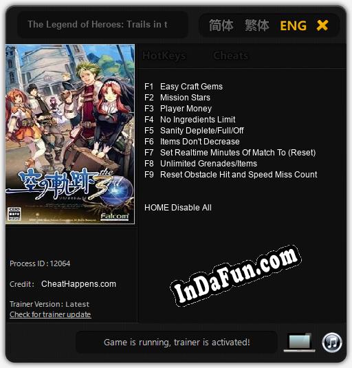 The Legend of Heroes: Trails in the Sky the 3rd: TRAINER AND CHEATS (V1.0.46)