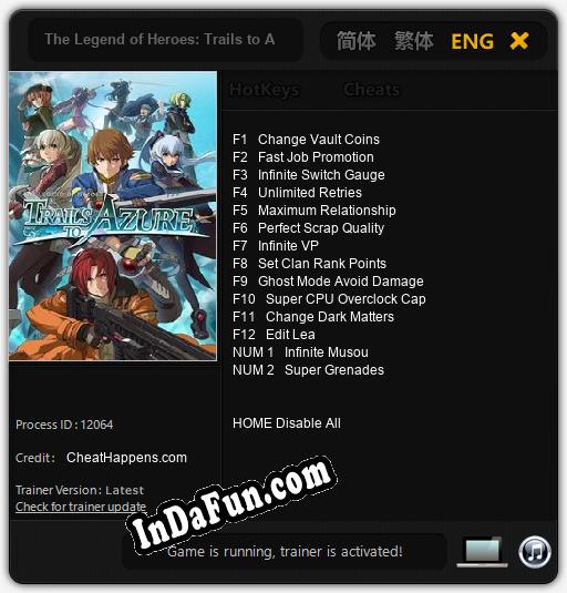 The Legend of Heroes: Trails to Azure: Cheats, Trainer +14 [CheatHappens.com]