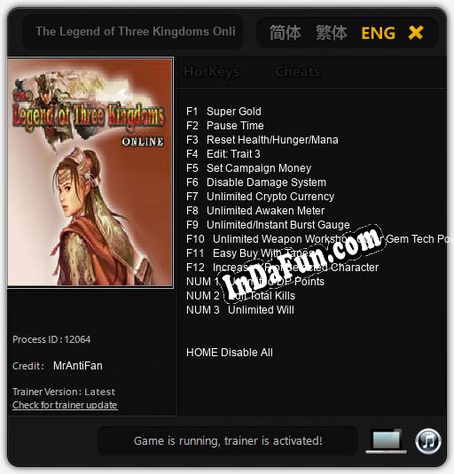 The Legend of Three Kingdoms Online: Cheats, Trainer +15 [MrAntiFan]