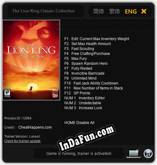 Trainer for The Lion King Classic Collection [v1.0.1]