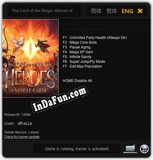 The Lord of the Rings: Heroes of Middle-earth: TRAINER AND CHEATS (V1.0.14)