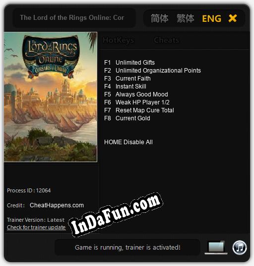 The Lord of the Rings Online: Corsairs of Umbar: TRAINER AND CHEATS (V1.0.2)