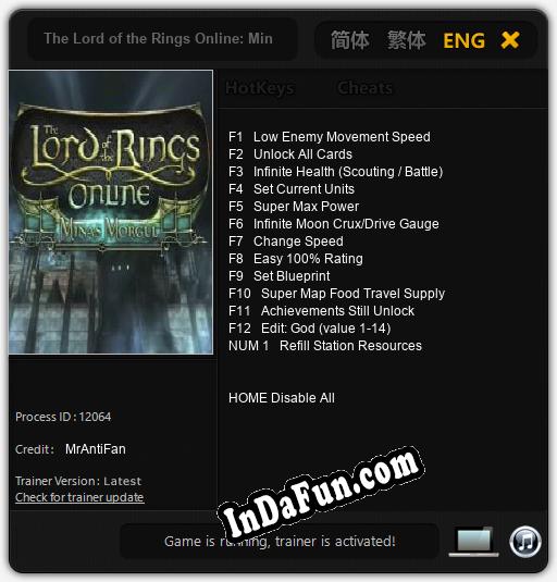 The Lord of the Rings Online: Minas Morgul: TRAINER AND CHEATS (V1.0.91)