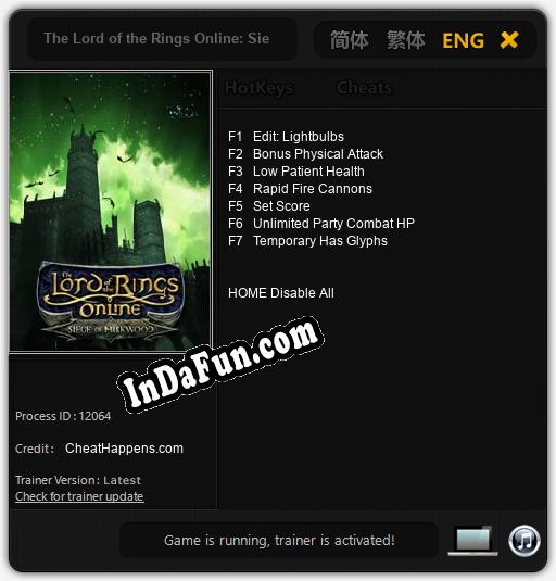 Trainer for The Lord of the Rings Online: Siege of Mirkwood [v1.0.9]