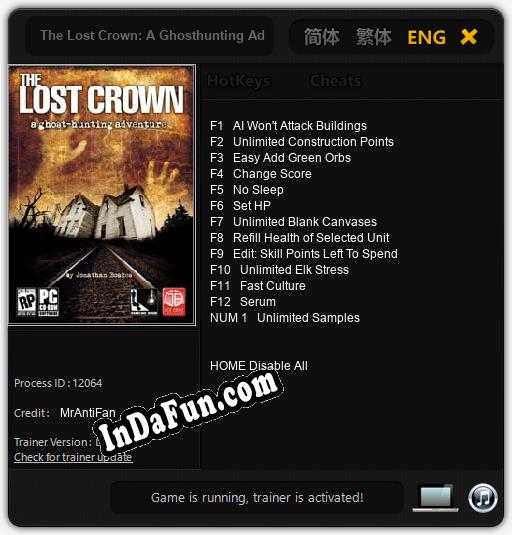 The Lost Crown: A Ghosthunting Adventure: Trainer +13 [v1.8]