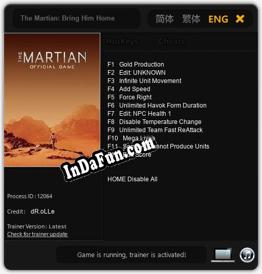 The Martian: Bring Him Home: Cheats, Trainer +12 [dR.oLLe]