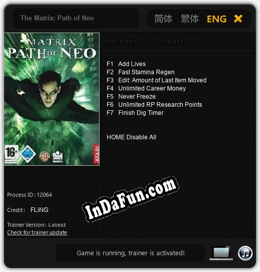 The Matrix: Path of Neo: TRAINER AND CHEATS (V1.0.20)