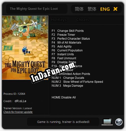 The Mighty Quest for Epic Loot: Trainer +15 [v1.7]