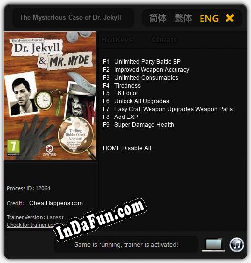 The Mysterious Case of Dr. Jekyll and Mr. Hyde: Cheats, Trainer +9 [CheatHappens.com]