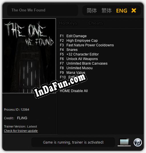 The One We Found: TRAINER AND CHEATS (V1.0.35)