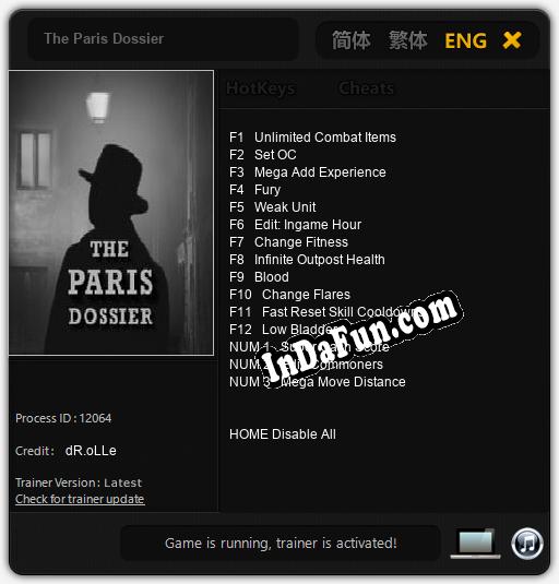 Trainer for The Paris Dossier [v1.0.8]