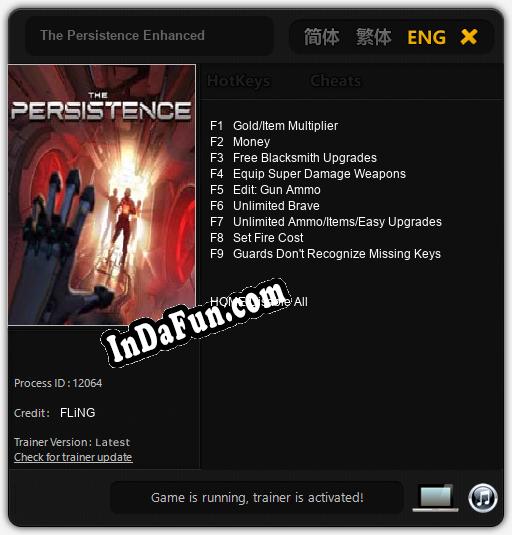 The Persistence Enhanced: TRAINER AND CHEATS (V1.0.6)