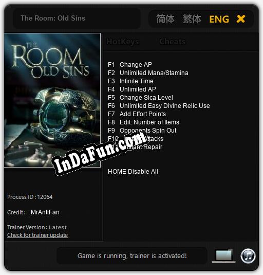 The Room: Old Sins: Trainer +11 [v1.6]