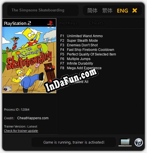 Trainer for The Simpsons Skateboarding [v1.0.2]