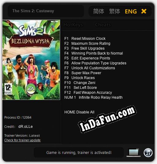 The Sims 2: Castaway: TRAINER AND CHEATS (V1.0.45)