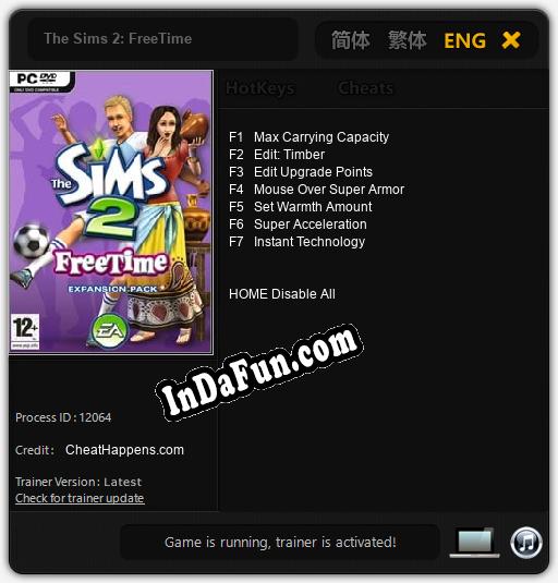 The Sims 2: FreeTime: Cheats, Trainer +7 [CheatHappens.com]