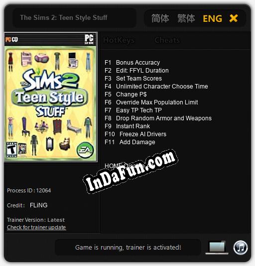 The Sims 2: Teen Style Stuff: TRAINER AND CHEATS (V1.0.45)