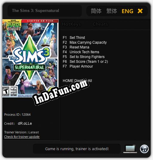 The Sims 3: Supernatural: TRAINER AND CHEATS (V1.0.77)