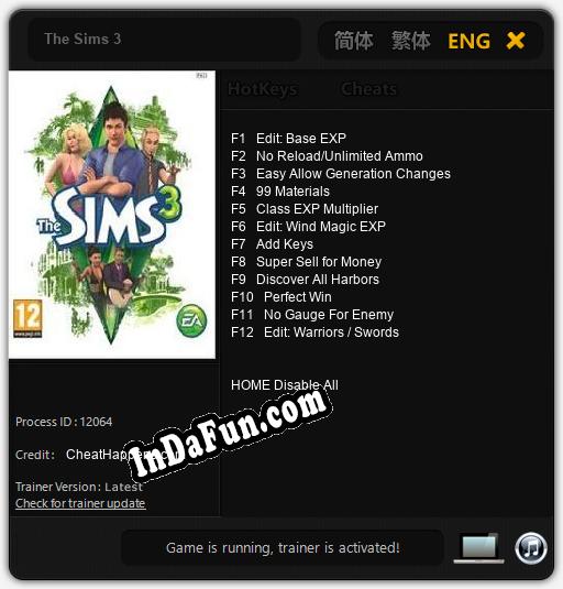 The Sims 3: Cheats, Trainer +12 [CheatHappens.com]