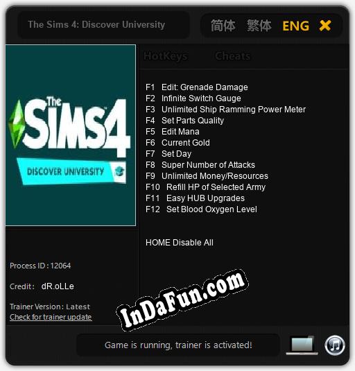 The Sims 4: Discover University: Trainer +12 [v1.4]