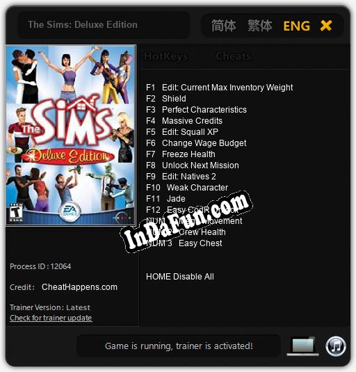 The Sims: Deluxe Edition: TRAINER AND CHEATS (V1.0.8)