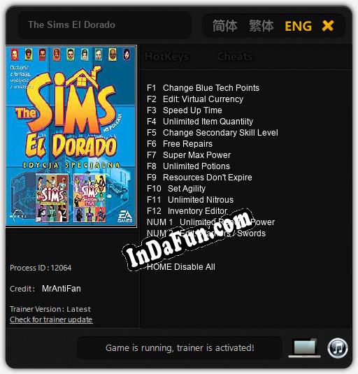 The Sims El Dorado: TRAINER AND CHEATS (V1.0.9)