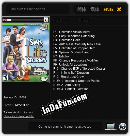 The Sims: Life Stories: TRAINER AND CHEATS (V1.0.4)