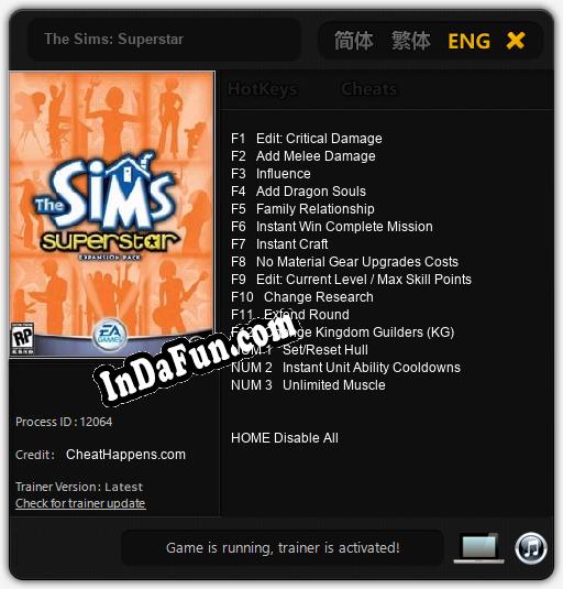 Trainer for The Sims: Superstar [v1.0.7]