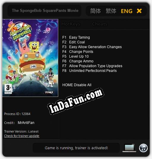 Trainer for The SpongeBob SquarePants Movie [v1.0.7]