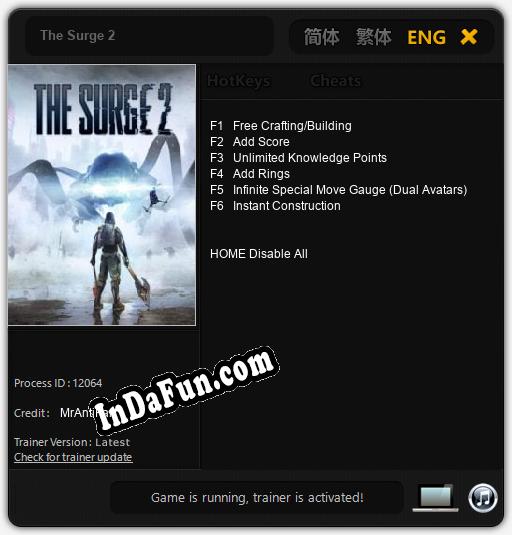 The Surge 2: TRAINER AND CHEATS (V1.0.36)