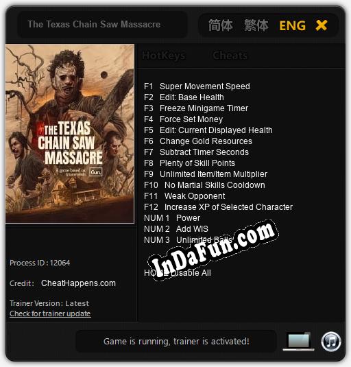 The Texas Chain Saw Massacre: Cheats, Trainer +15 [CheatHappens.com]