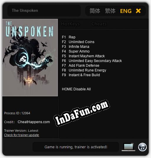 The Unspoken: Cheats, Trainer +9 [CheatHappens.com]