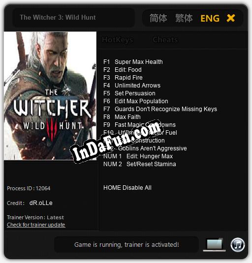 The Witcher 3: Wild Hunt: Cheats, Trainer +14 [dR.oLLe]