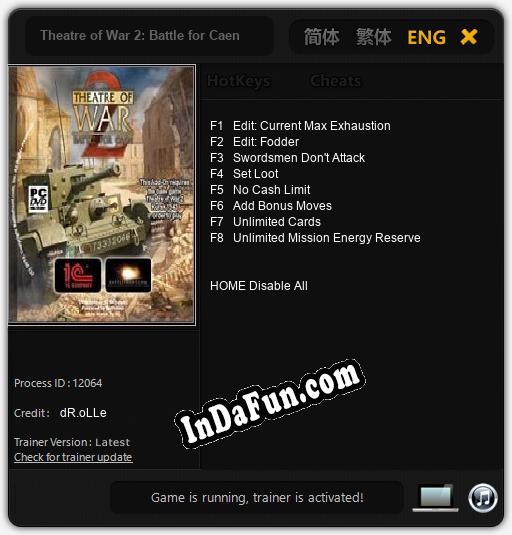 Trainer for Theatre of War 2: Battle for Caen [v1.0.3]