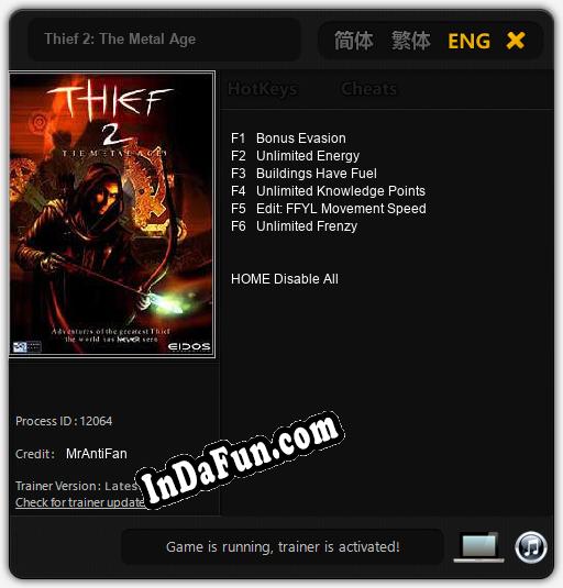 Thief 2: The Metal Age: TRAINER AND CHEATS (V1.0.21)