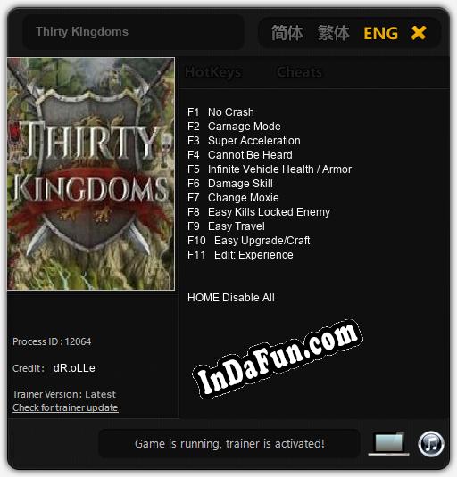 Trainer for Thirty Kingdoms [v1.0.3]