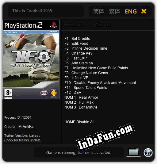 This is Football 2005: Trainer +15 [v1.3]