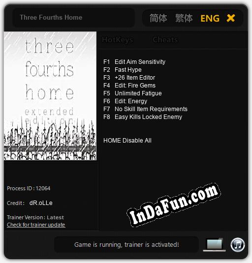 Three Fourths Home: Trainer +8 [v1.2]