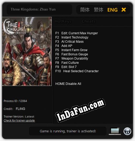 Three Kingdoms: Zhao Yun: Cheats, Trainer +10 [FLiNG]