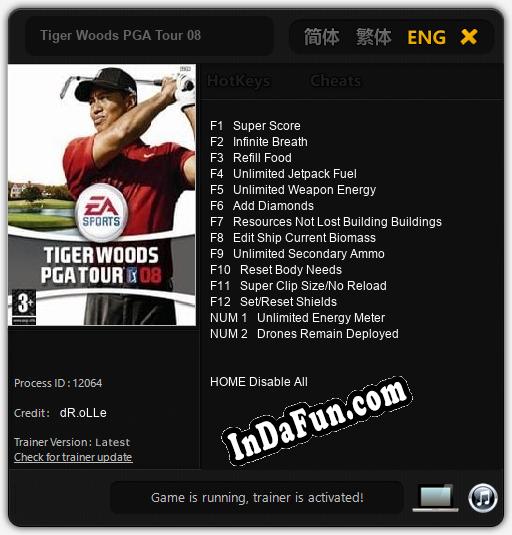 Trainer for Tiger Woods PGA Tour 08 [v1.0.8]