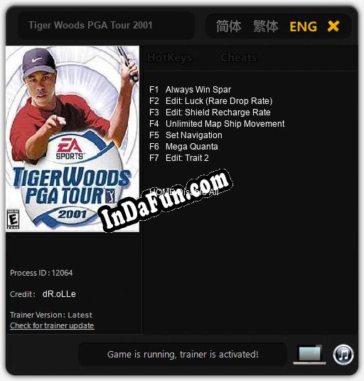 Tiger Woods PGA Tour 2001: Trainer +7 [v1.7]