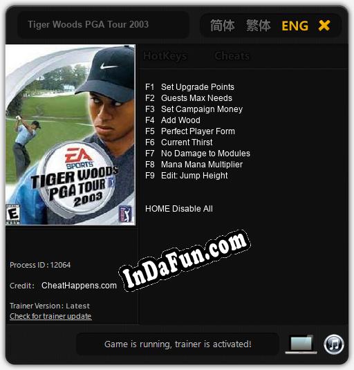 Tiger Woods PGA Tour 2003: TRAINER AND CHEATS (V1.0.31)