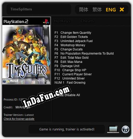 TimeSplitters: Cheats, Trainer +13 [MrAntiFan]