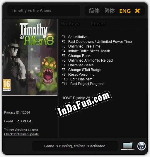 Timothy vs the Aliens: Cheats, Trainer +11 [dR.oLLe]