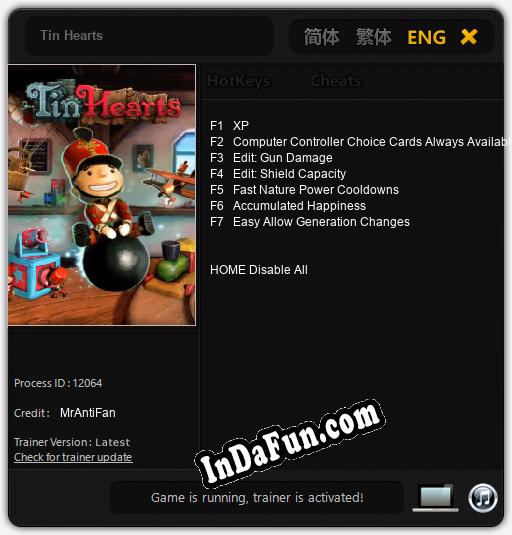 Trainer for Tin Hearts [v1.0.1]